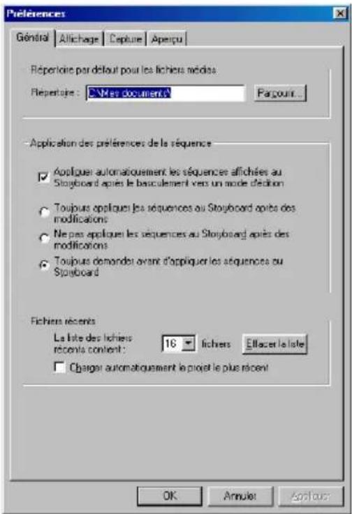 CYBERLINK PowerDirector 2.1 - Préférences générales - 1