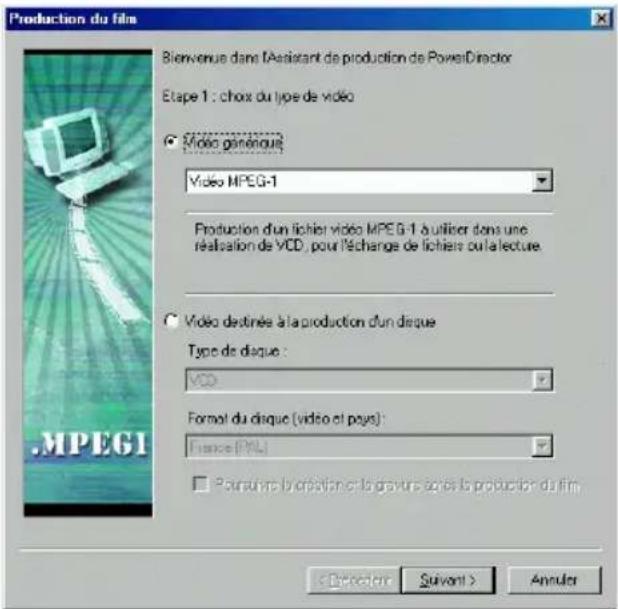 CYBERLINK PowerDirector 2.1 - Production de fichiers MPEG-1 généraux - 1