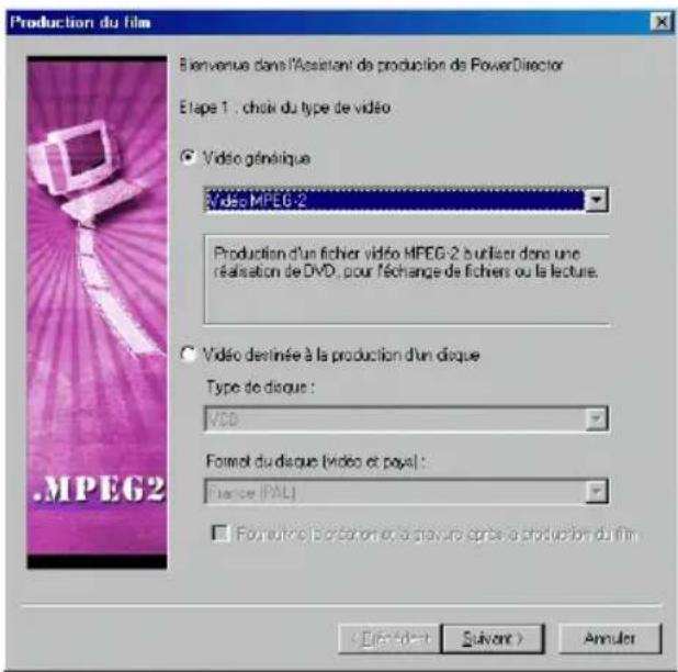 CYBERLINK PowerDirector 2.1 - Production de fichiers MPEG-2 général - 1