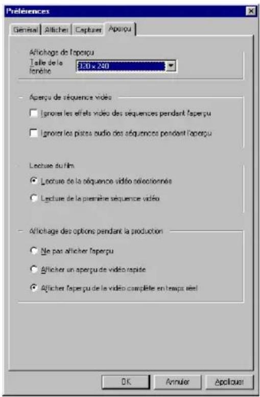 CYBERLINK PowerDirector 2.1 - Préférences d'aperçu - 1