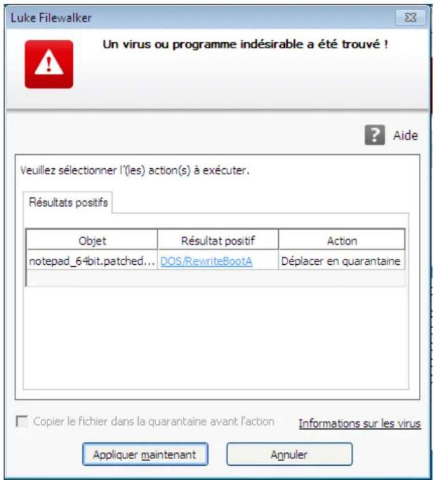 AVIRA Professional Security - Message d'avertissement - 1