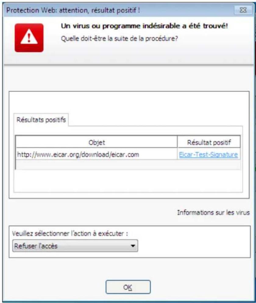 AVIRA Professional Security - Message d'avertissement - 1