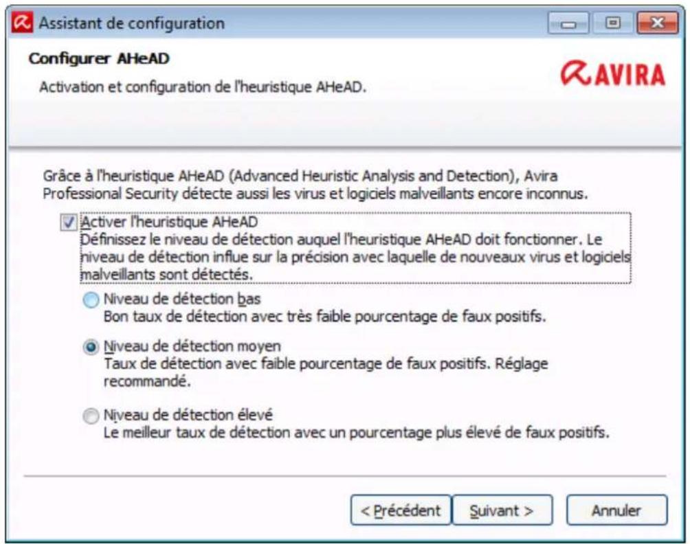 AVIRA Professional Security - Configuration du niveau de détection heuristique (AHeAD) - 1