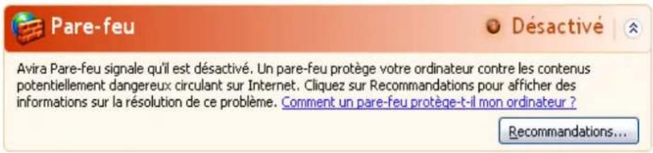 AVIRA Professional Security - Pare-feu DÉSACTIVÉ / Pare-feu éteint - 1