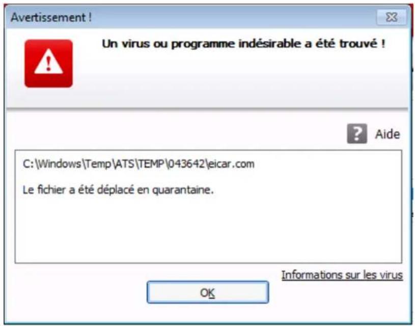 AVIRA Professional Security - Message d'avertissement - 1