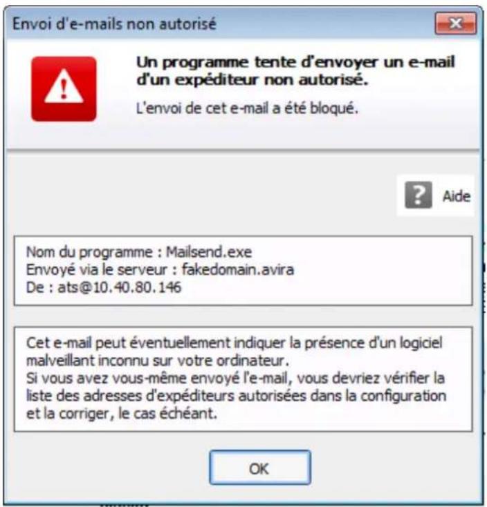 AVIRA Professional Security - Message d'avertissement - 1