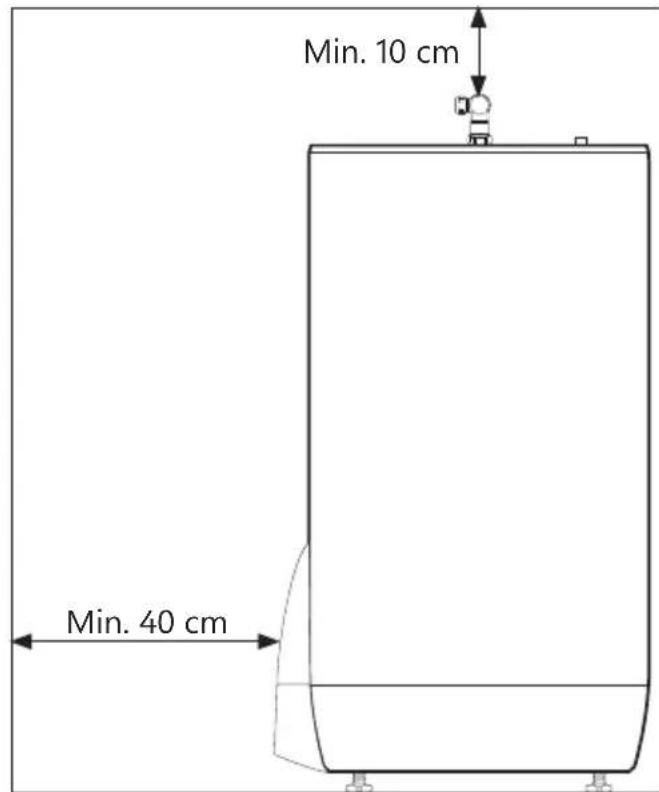 OSO Saga Xpress SX 200 l - Krav på installationsplats och placering - 2