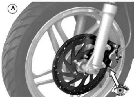 MALAGUTI Centro 125ie - CONTRÔLE DES PLAQUETTES ET DES DISQUES DES FREINS AVANT ET ARRIÈRE - 2