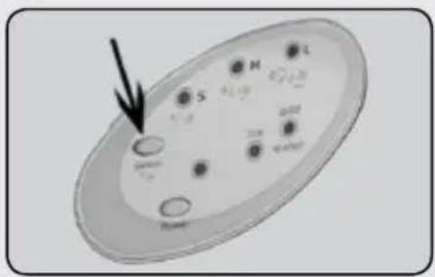 Diagram showing a labeled circular object with internal symbols and an arrow pointing to it, possibly indicating a process or measurement.