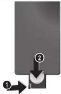 AGFA AF 5105MS - Vlozenie a vymena batérii v dial'kovom ovládači - 1