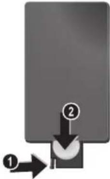 AGFA AF 5105MS - Inlaggning eller byte av batteri på fjarrkontrollen - 1