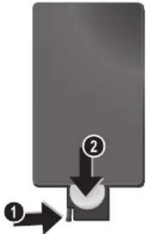 AGFA AF 5085S - Inlaggning eller byte av batteri på fjarrkontrollen - 1