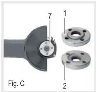 Toolcraft TWS125 - Fixation du disque de meulage - 3
