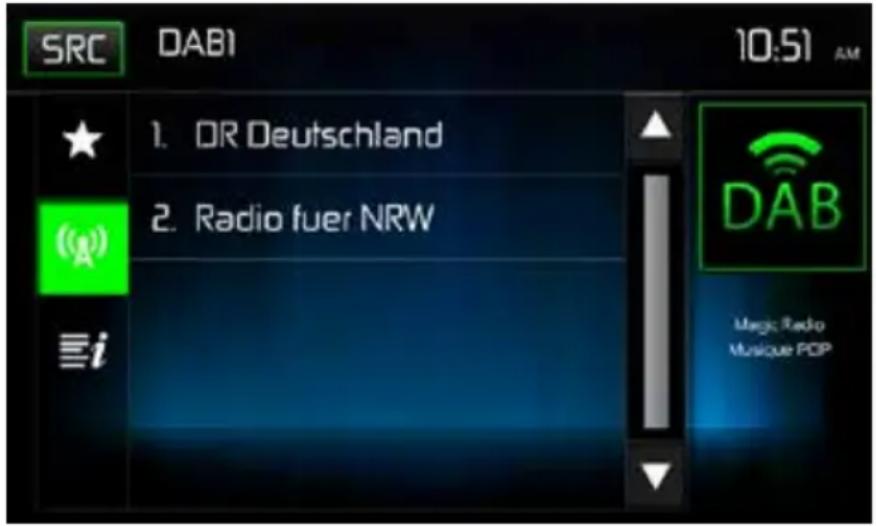 MAC AUDIO 520 DAB - AFFICHAGE DES LISTES DE STATIONS DE RADIO AVEC AFFICHAGE DU GROUPE DE STATIONS DE RADIO - 1