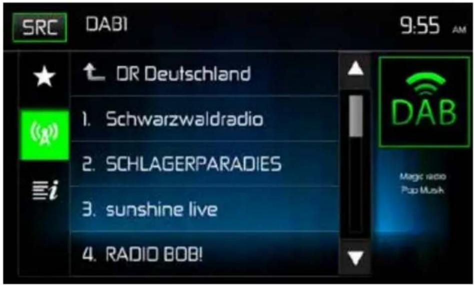 MAC AUDIO 520 DAB - DISPLAY THE STATION LISTS WITH DISPLAY OF THE STATION GROUP - 2