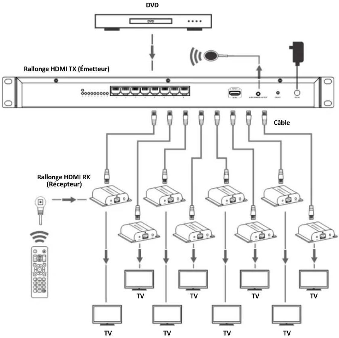 Digitus DS55123 - Connexion pour répartiteur-rallonge 1x8 (seulement pour DS-55304) - 1