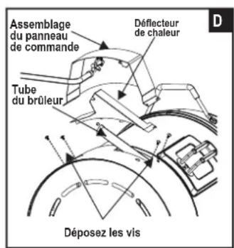 CHAR BROIL Big Easy - TRÈS IMPORTANT : Le tube du brûleur doit se réengager par dessus l'ouverture des vannes. Regardez l'illustration F. - 4