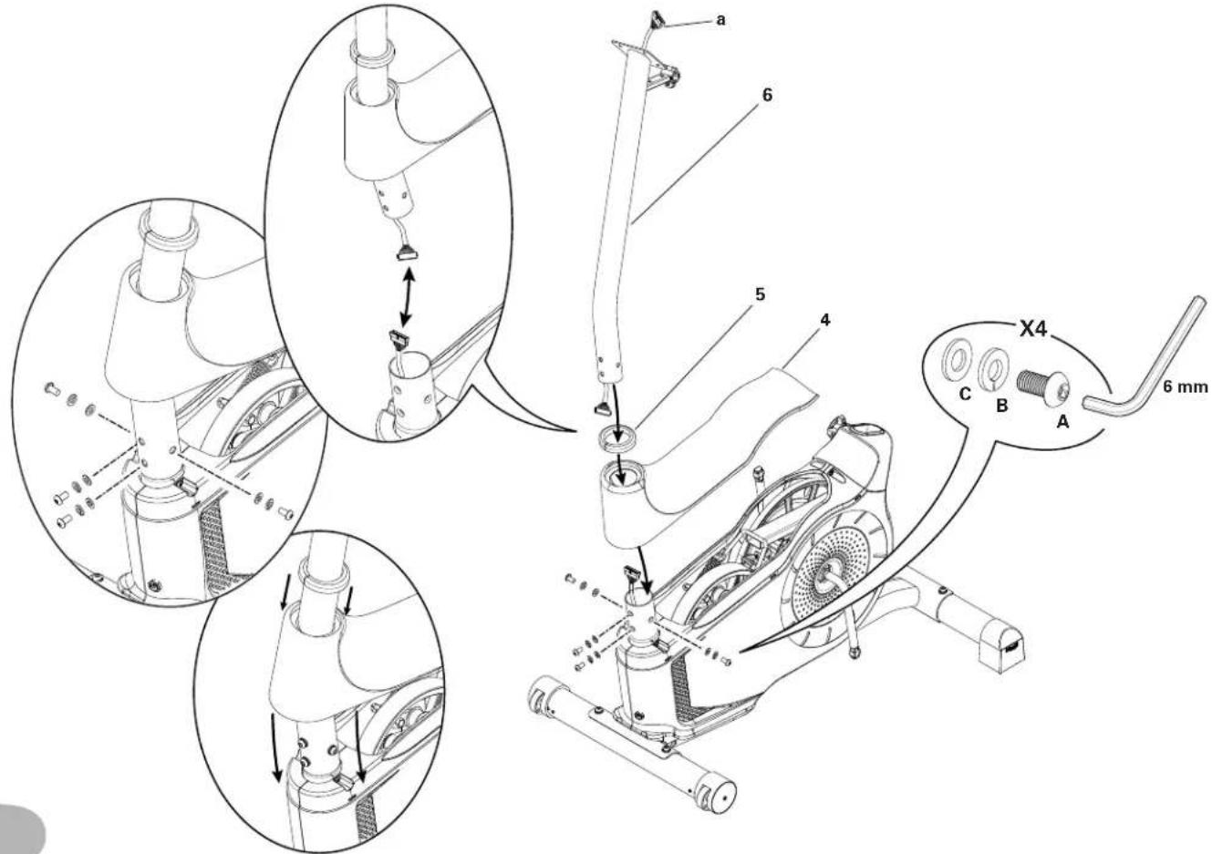 Schwinn 130i - Installé le tube de la console, le joint du tube et le capot supérieur sur l'assemblage principal - 1