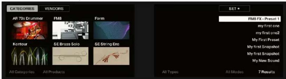 NATIVE INSTRUMENTS Komplete Kontrol S88 MK2 - Filtrer les fichiers de Presets par Produit depuis le clavier - 1