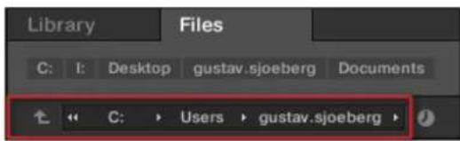 NATIVE INSTRUMENTS Komplete Kontrol S88 MK2 - Naviguer vers des emplacements de fichiers à l'aide de la Location Bar - 1