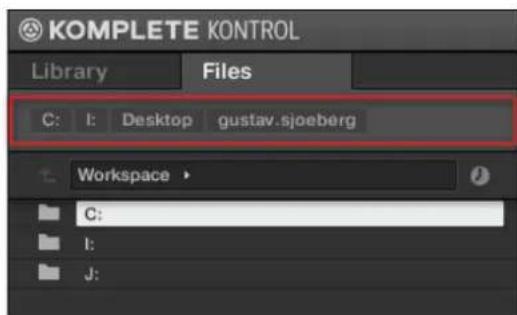 NATIVE INSTRUMENTS Komplete Kontrol S88 MK2 - Utiliser les emplacements de fichiers favoris - 1