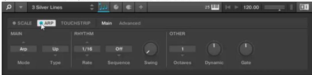 NATIVE INSTRUMENTS Komplete Kontrol S88 MK2 - Modifier les paramètres de l'Arpeggiator - 1