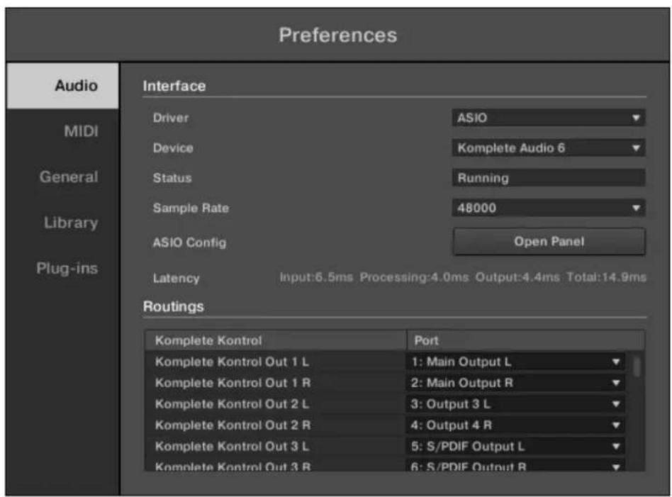 NATIVE INSTRUMENTS Komplete Kontrol S88 MK2 - Preferences - page Audio - 2
