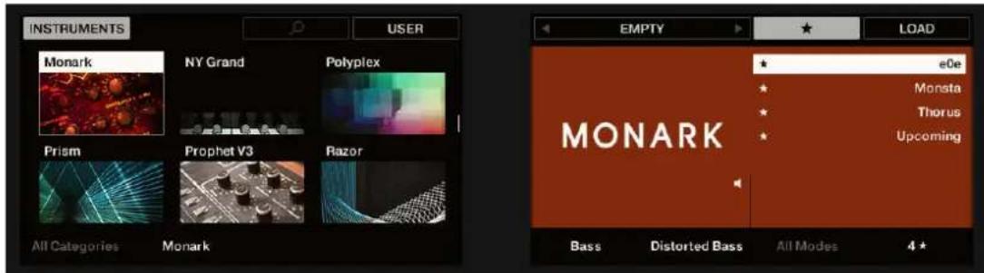 NATIVE INSTRUMENTS Komplete Kontrol S88 MK2 - Afficher tous les Favoris dans la liste de Résultats depuis le clavier - 1