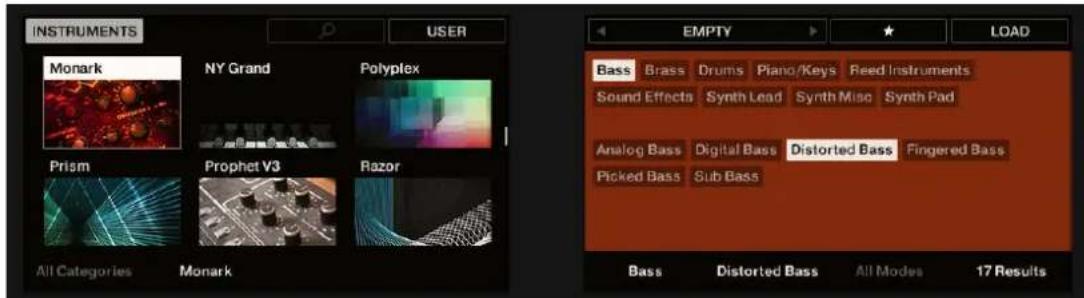 NATIVE INSTRUMENTS Komplete Kontrol S88 MK2 - Filtrer les fichiers de Preset suivant le Type et le Mode depuis le clavier - 2