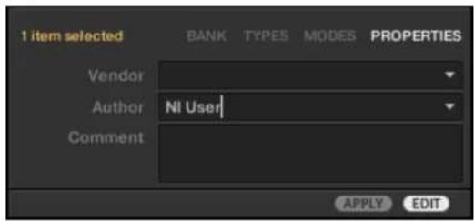 NATIVE INSTRUMENTS Komplete Kontrol S88 MK2 - Modifier les tags et les propriétés des fichiers de Preset personnels - 8
