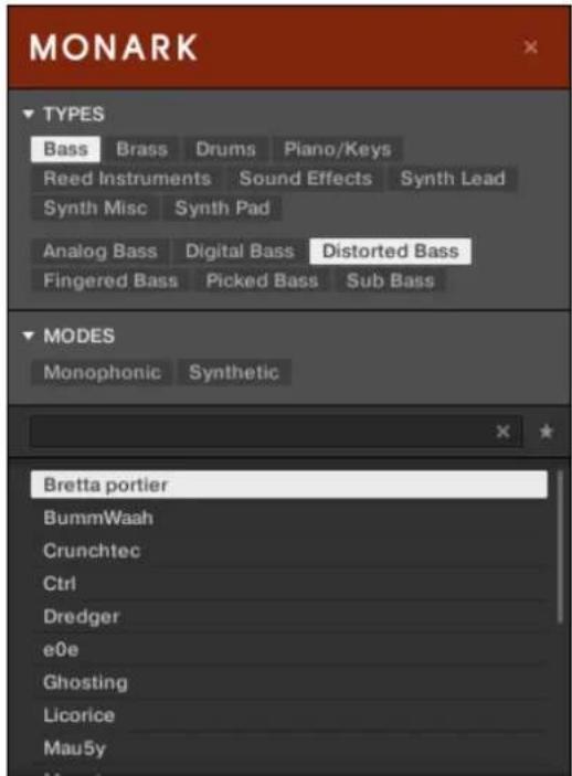 NATIVE INSTRUMENTS Komplete Kontrol S88 MK2 - Filtrer les fichiers de Preset suivant le Type et le Mode - 4