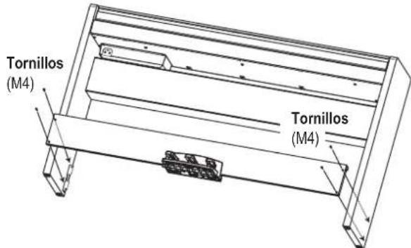 KORG LP380 - Conecte el cable de pedales fjado, teniendo en cuenta la orientacion correcta, al conector del lado opuesto a la unidad de pedales, y afterwards enganchelo en una ranura de la unidad de pedales. - 3