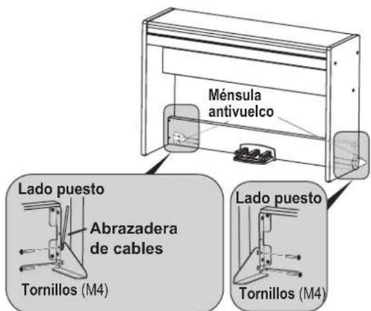 KORG LP380 - Conecte el cable de pedales fjado, teniendo en cuenta la orientacion correcta, al conector del lado opuesto a la unidad de pedales, y afterwards enganchelo en una ranura de la unidad de pedales. - 4