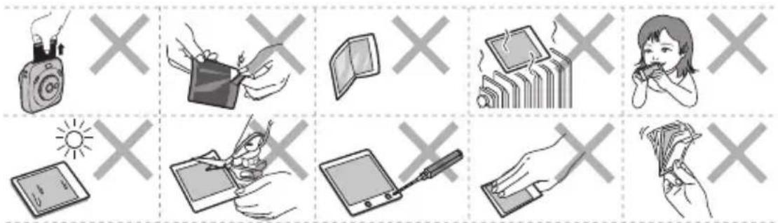 FUJIFILM Instax Square SQ20 - Cautions on handling the fi Im and prints - 1
