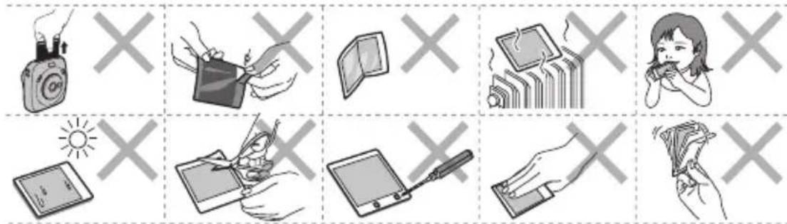 FUJIFILM Instax Square SQ20 - Precauzioni sulla gestione delle pellicole e delle stampe - 1