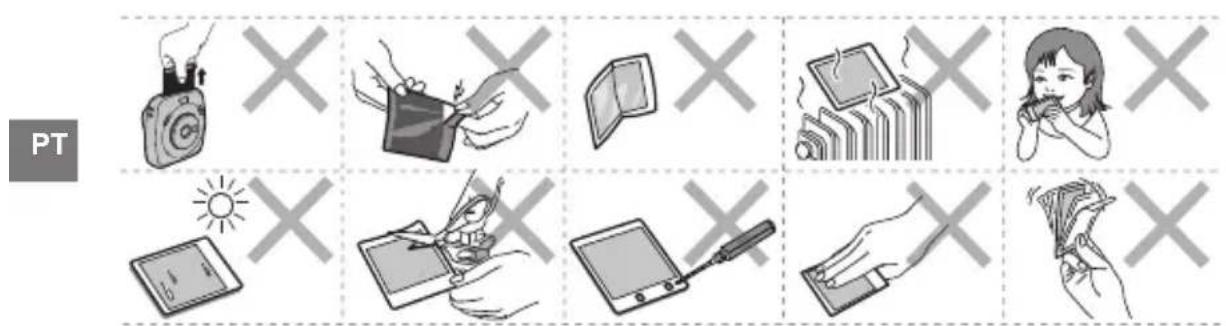 FUJIFILM Instax Square SQ20 - Precauçôes no manuseio do fí lme e impressões - 1
