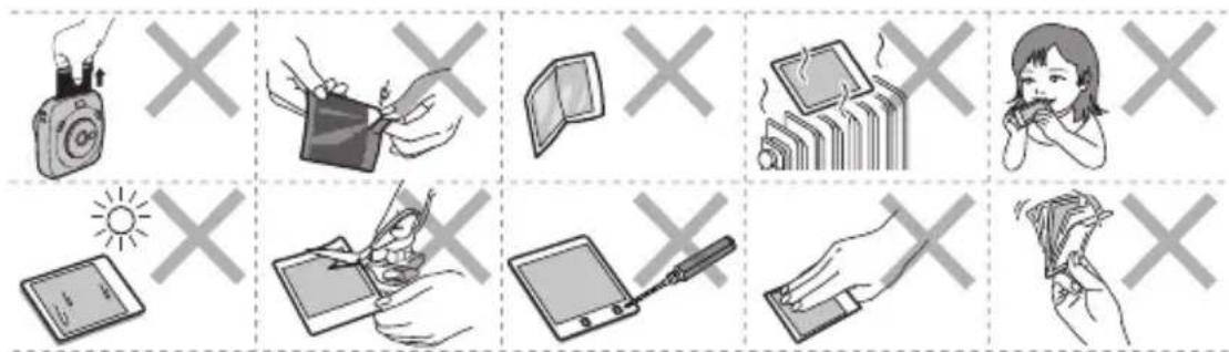 FUJIFILM Instax Square SQ20 - Upozornenia týkajúce sa manipulácie s fotografi ckýmmaterialom a výtlačkami - 1