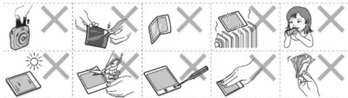 FUJIFILM Instax Square SQ20 - Precauciones sobre el manejo de lapellicula y las impresiones - 1