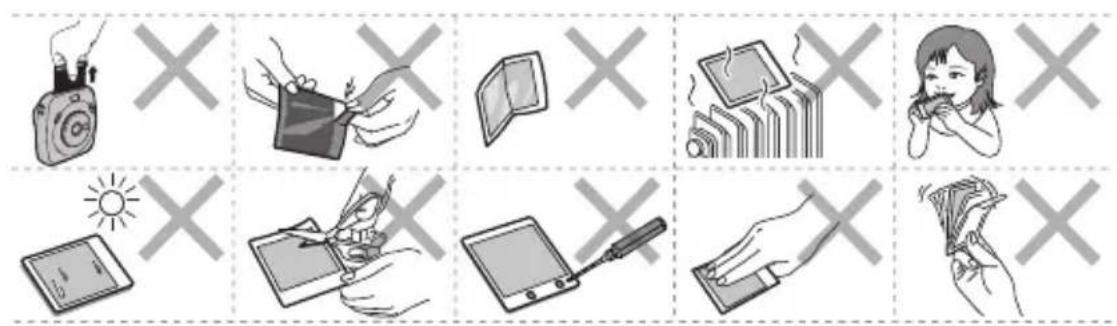 FUJIFILM Instax Square SQ20 - Waarschuwingen bij het hanteren van de fi Im en afdrukken - 1