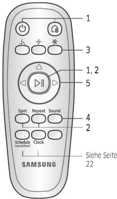 SAMSUNG POWERbot Smart Control - Verwenden der Fernbedienung - 2