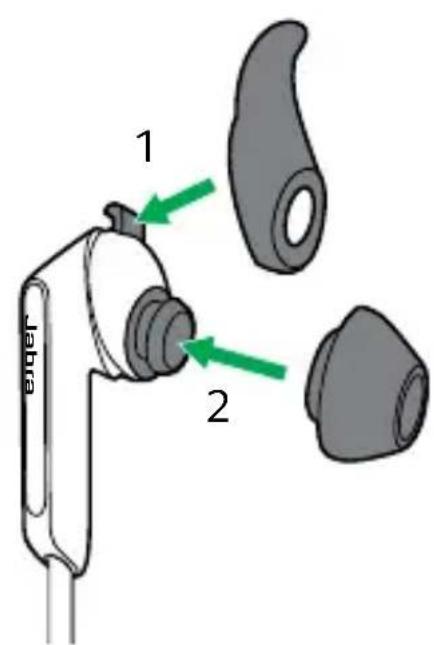 JABRA Elite 45e - Fixation des EarWings et des EarGels - 1