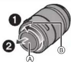 PANASONIC Lumix G 45175mm f45.6 powerzoom - Turn the lens rear cap to detach it. - 1