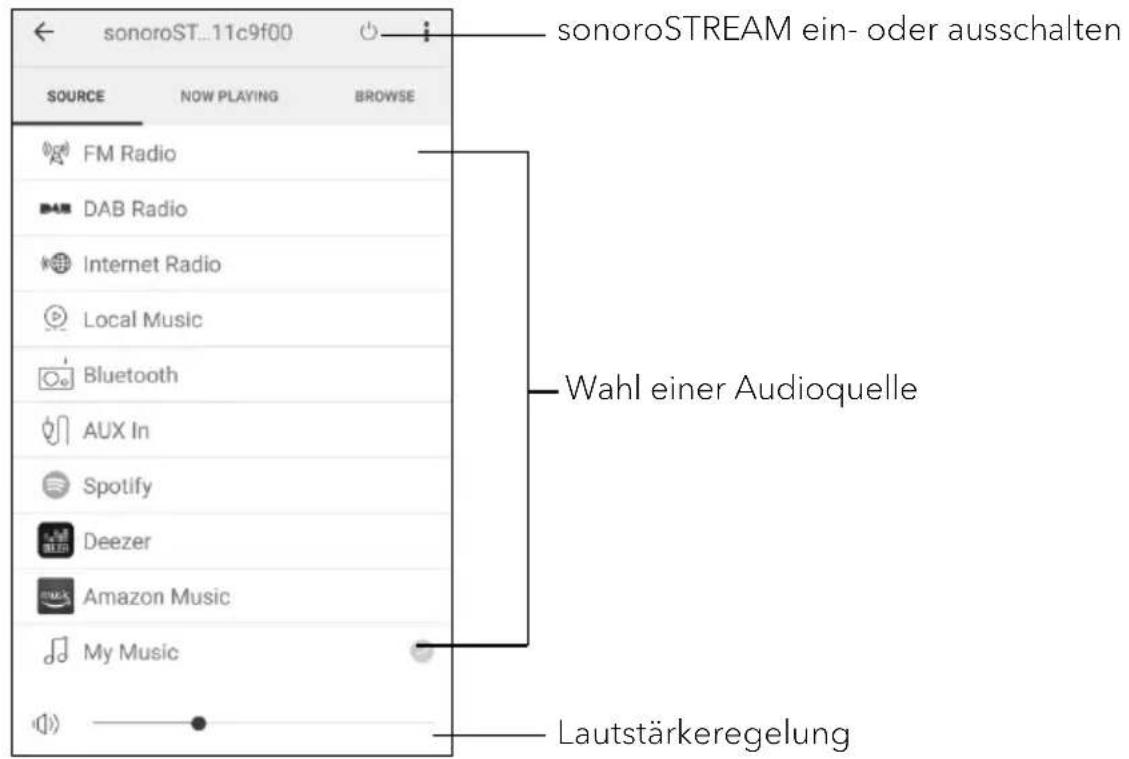 SONORO Stream SO410 - Steuerung des sonoroSTREAM - 4