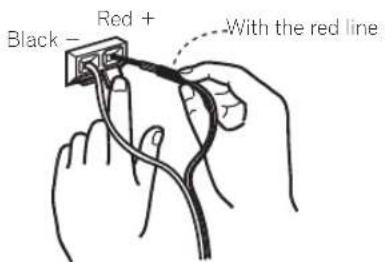 PIONEER DM40BT - Insert the core wires into the terminals while pressing the claw on the speaker terminal. - 1