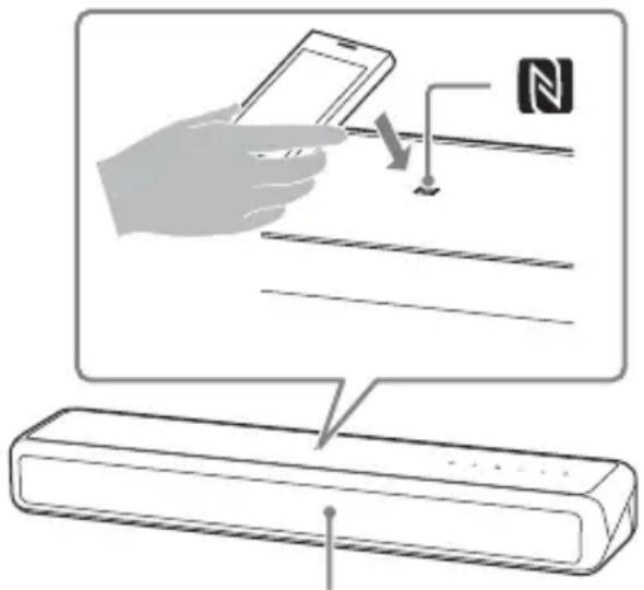 SONY HTMT500 - Raak de N-markering op het hoofdtoestel aan met het mobiele apparaat. - 1