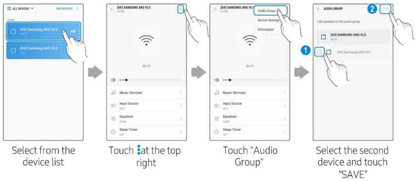 SAMSUNG VL550 - Select Audio Group in SmartThings app. - 1