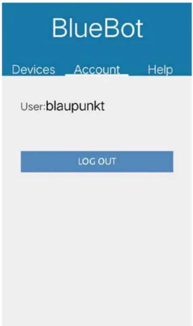BLAUPUNKT Bluebot XSmart VCBB1XS - Abmeldung vom Account - 2