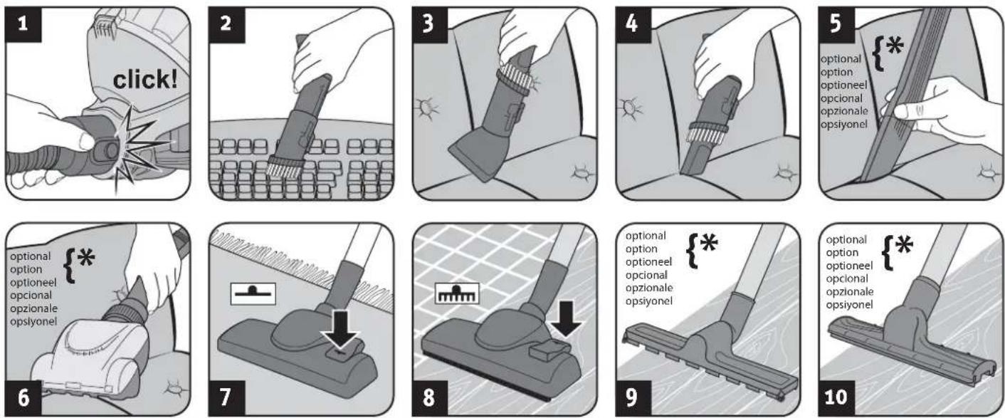 DIRT DEVIL Rebel 24 HF - Assemble appliance and adjust nozzles to surface - 1