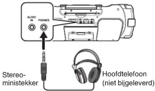 JVC Boomblaster RVNB100 - Aansluiten van een hoofdtelefoon - 1