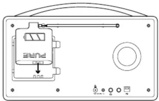 PURE Evoke H6 - Pour insérer une batterie chargepak : - 2